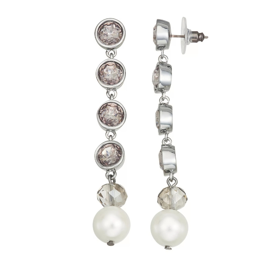 NWT Simply Vera Vera Wang Simulated Pearl Linear Post Earrings
